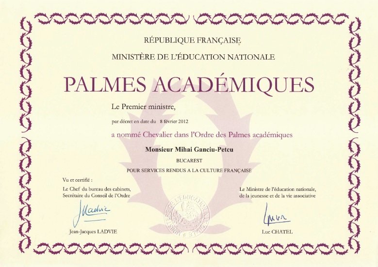 Palmes academiques - Mihai Ganciu-Patcu